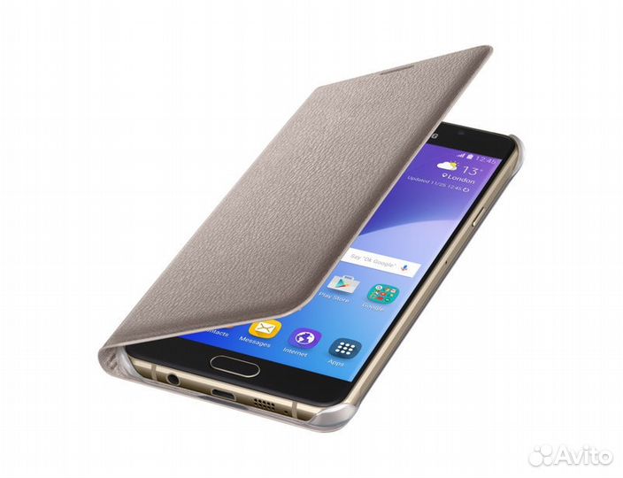 Оригинал Flip Wallet Чехол Samsung A7 (2016) Gold