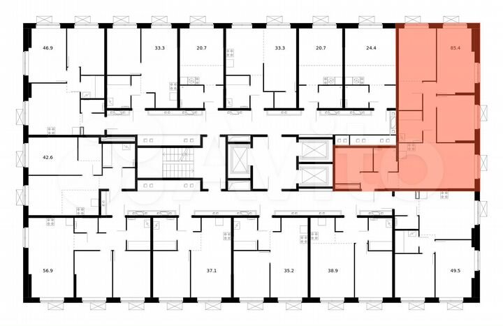 3-к. квартира, 85,4 м², 18/22 эт.