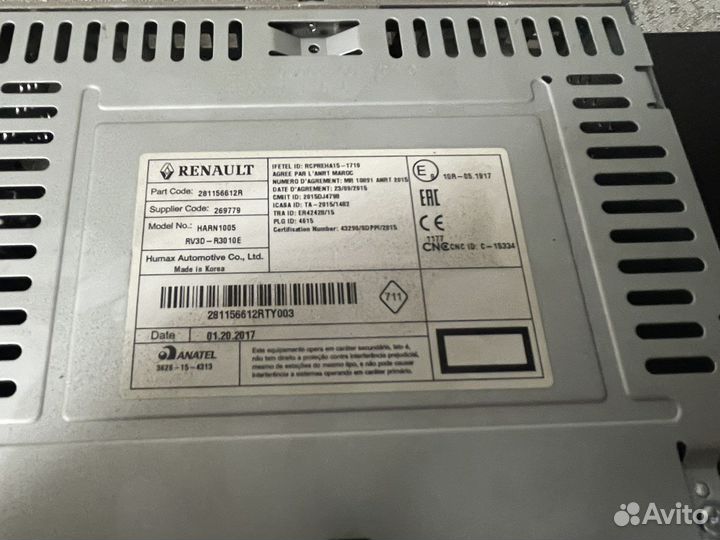Магнитола штатная на renault duster 2017