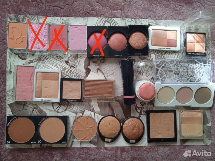 Румяна, пудра, бронзер, хайлайтер, корректор