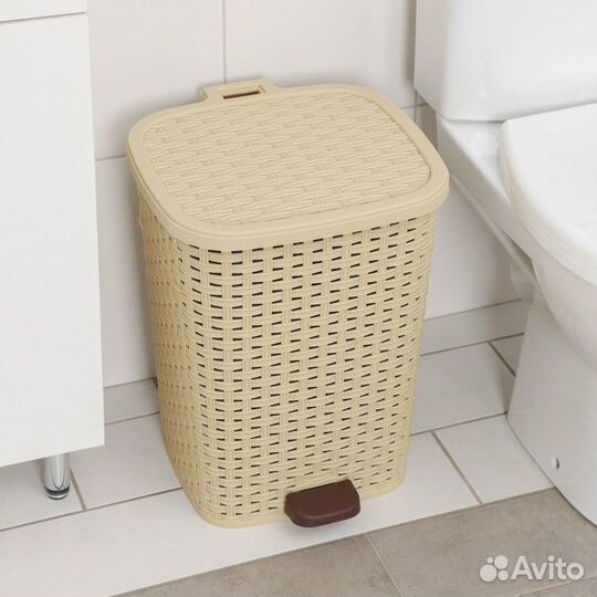 Ведро для мусора с педалью 'Плетёное', 26 л, цвет