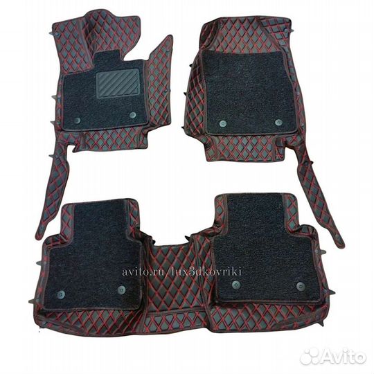 Коврики премиум Mercedes E W211 +ворс. Чёрн/красн