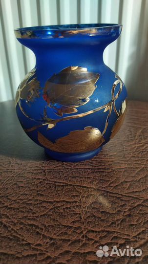 Ваза кобальтовое стекло, советских времен