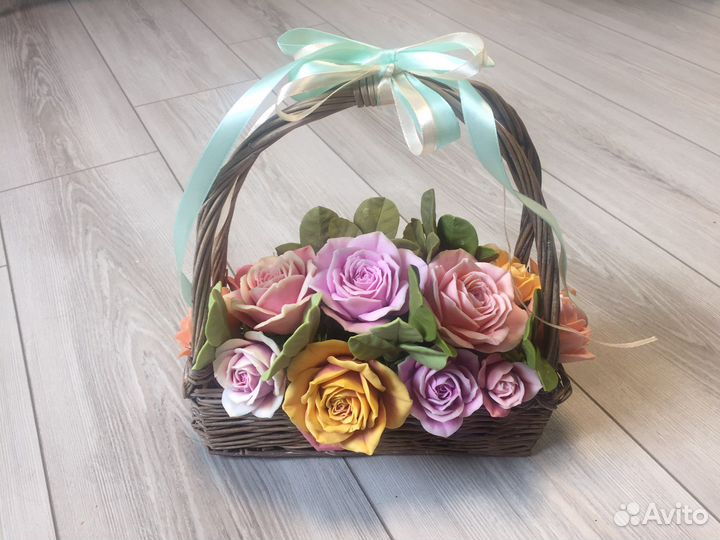 Корзинки с мыльными букетами