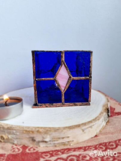 Подсвечник в стиле Тиффани Средневековье розовый