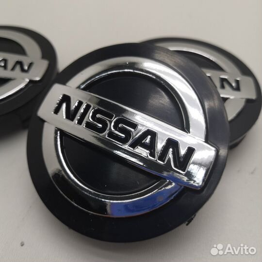 4шт колпаки Nissan для литых дисков, C570 черные