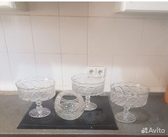 Конфетница на ножке хрусталь
