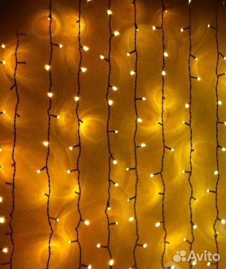 Гирлянда уличная занавес 200 прозр.ламп 1*2м