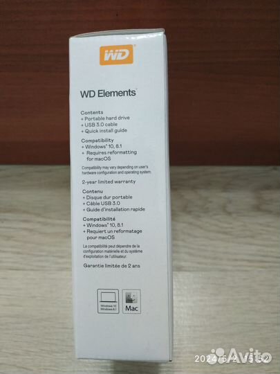 Новый внешний диск HDD WD Elements Portable 1тб