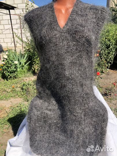 Жилет серый из козьего пуха