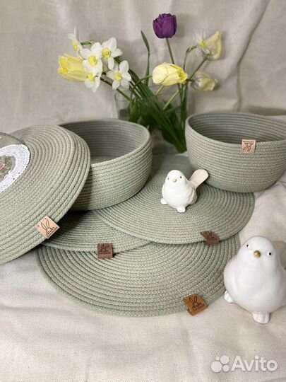 Корзины, салфетки из хлопкого жгута