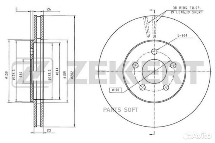 Zekkert BS-5466 Диск торм. перед. Chrysler Sebring