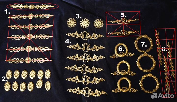 Бронзовые накладки для старинной мебели