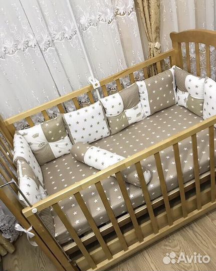 Бортики+простынь на резинке+валик