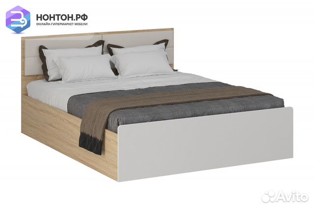 Кровать Норд 1.6 м дуб сонома / софт даймонд