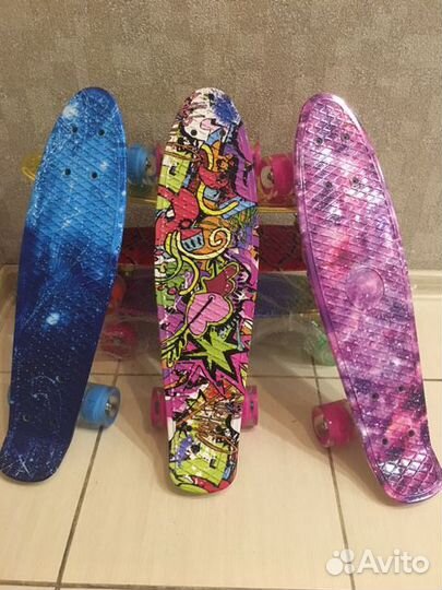 Пениборды, скейтборды новые со светящимися колесам
