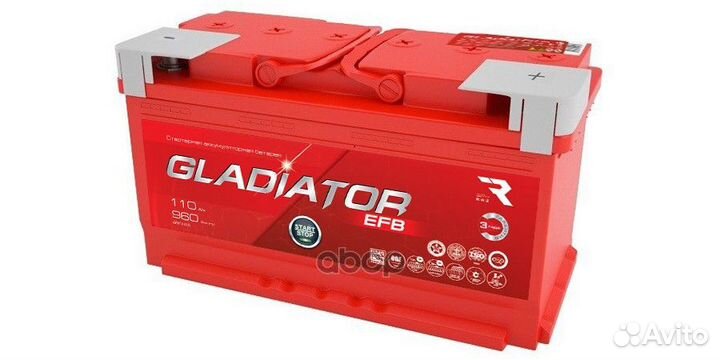 Аккумулятор gladiator EFB 110 Ah, 960 A, 353x17