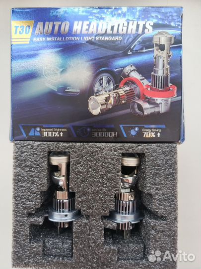 Линзовые лед лампы h7