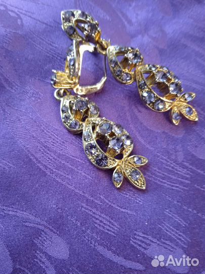 Серьги с аметистами, сиреневые с золотом