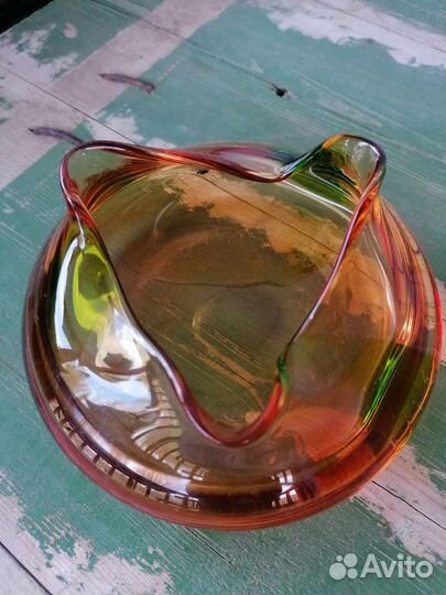 Пепельница цветное стекло Богемия