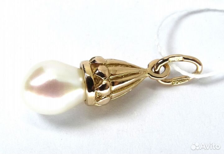 Новая золотая подвеска кулон с жемчугом