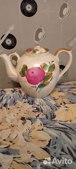 Чайник доливной фарфоровый Русский рис. Роза