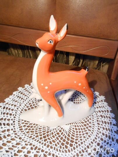 Винтажная статуэтка Олень олененок фарфор гфз