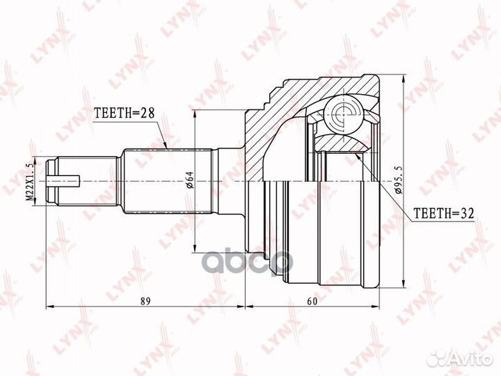 Шрус наружный перед прав/лев CO3415 lynxauto