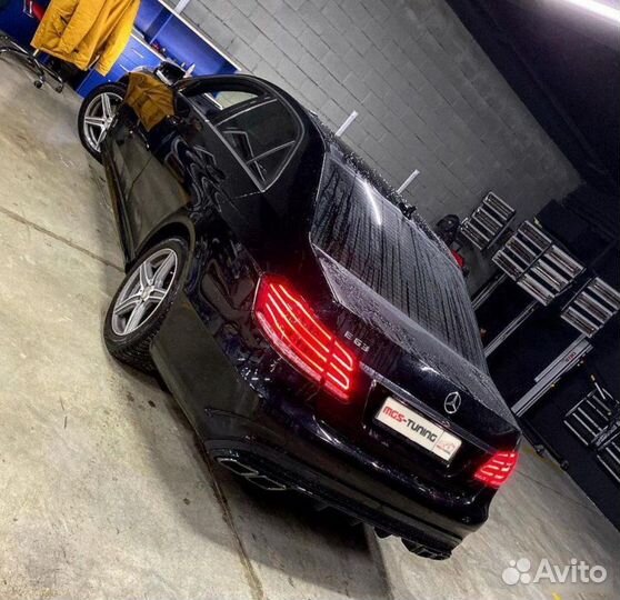 Диффузор Mercedes E-class E63 AMG Black + Насадки