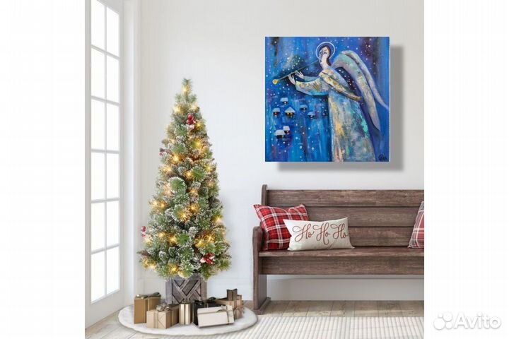 Картина Ангел над городом на заказ 40х40 см масло