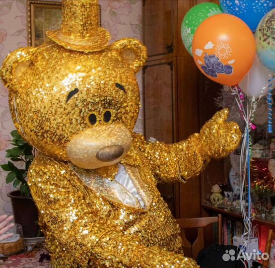 Золотой мишка Тедди Ростовая кукла