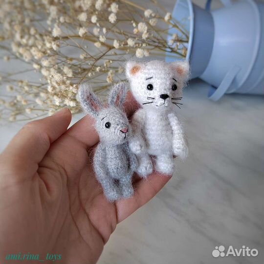 Миниатюрные игрушки. Мишка, зайка, котик, нерпа