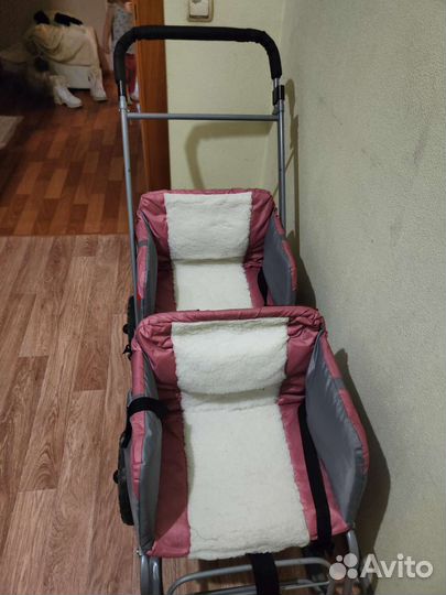 Санки для двойни или погодок с большими колесами