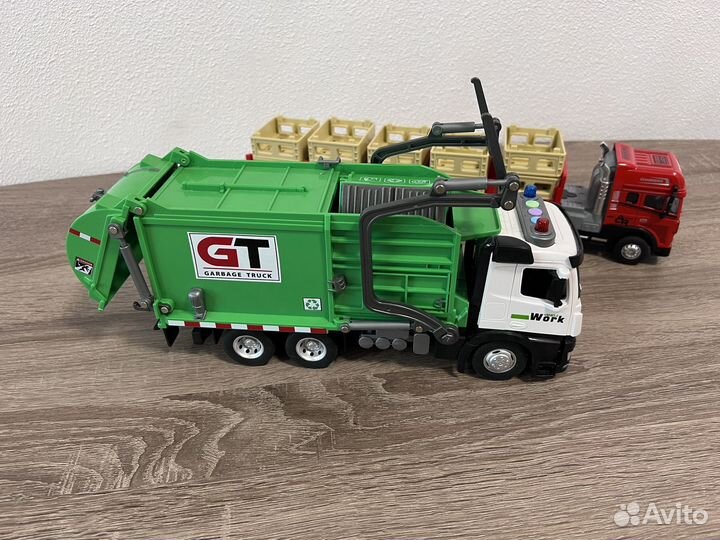 Машинки пакетом мусоровоз и тягач
