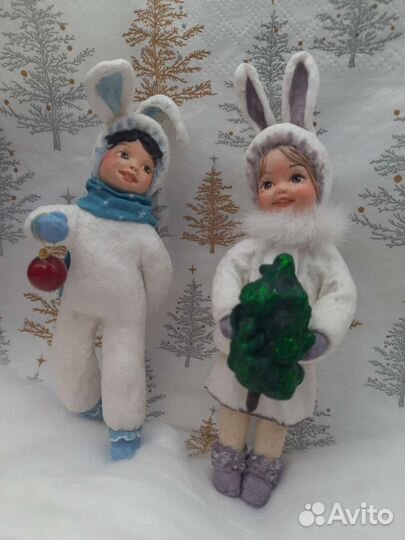 Ватная игрушка зайчики