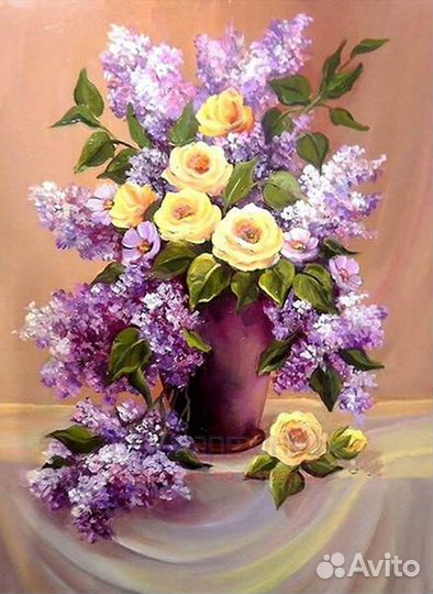Картина по номерам 40x50 Роскошный букет сирени и