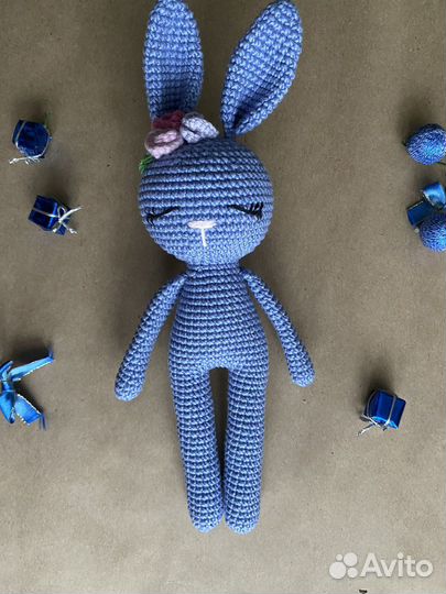 Заяц вязаный крючком/амигуруми/зайчик из хлопка