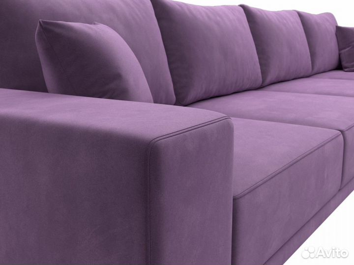 Диван прямой Льюес Лонг, микровельвет, сиреневый