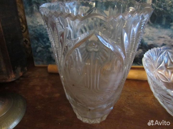 Ваза с олимпийской символикой. Хрусталь СССР, 80-г