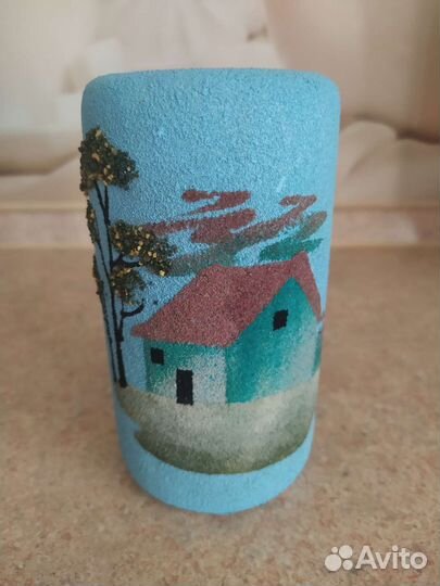 Вазы и тарелка керамика с напылением