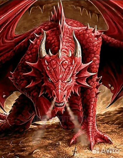 Картина по номерам 40x50 Красный огненный дракон