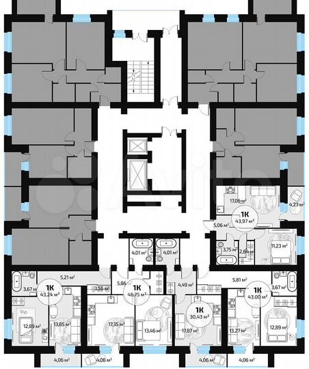 1-к. квартира, 43,4 м², 11/16 эт.