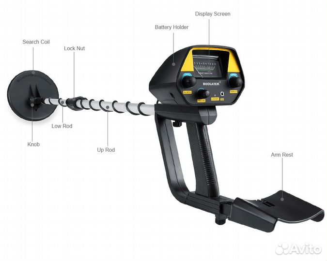 Металлоискатель Boolatek Новый + Кроны9в +Наушники