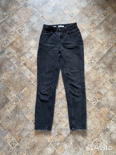 Джинсы Bershka mom 32 тёмно-серые