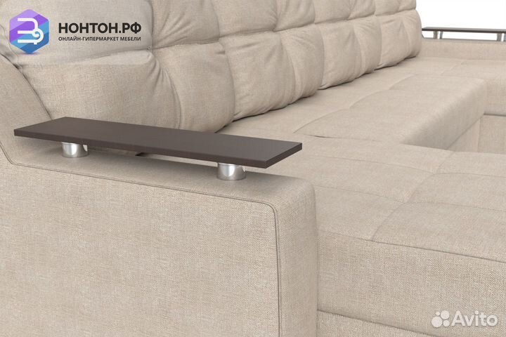 Диван п-образный еврокнижка Сенатор бежевый