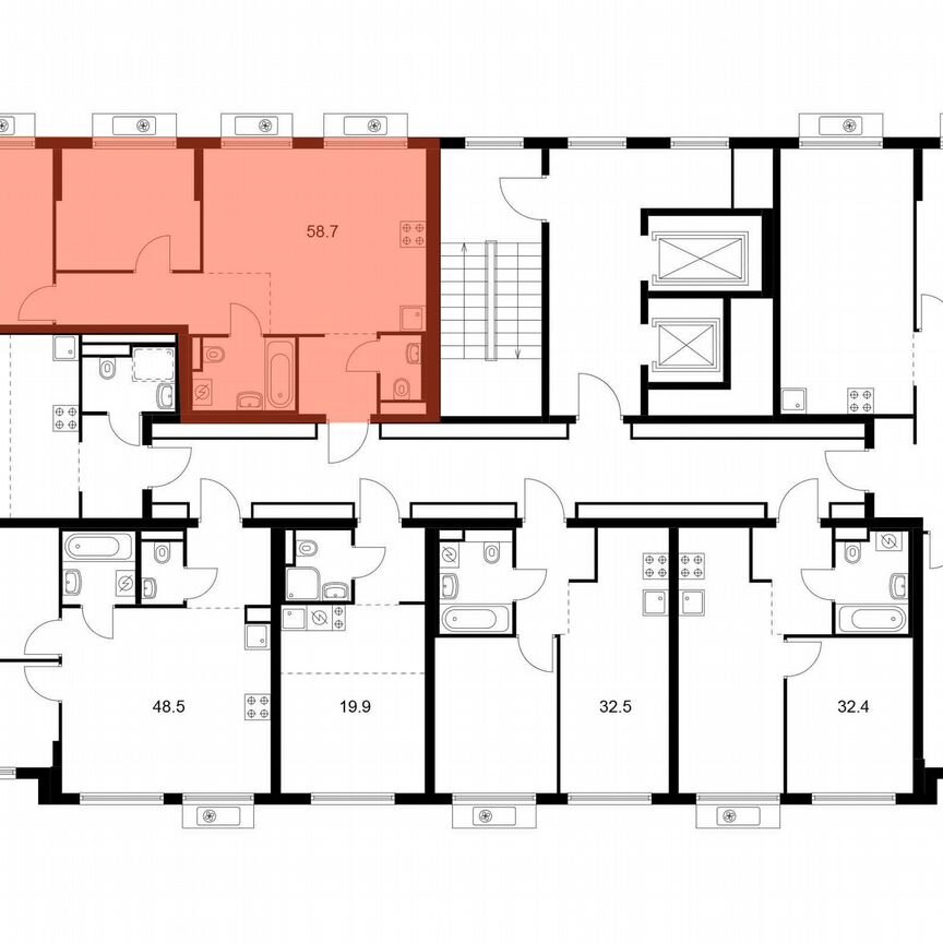 2-к. квартира, 58,7 м², 8/11 эт.