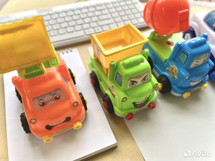 Набор 5шт. грузовик, авто, мотоцикл, паровоз