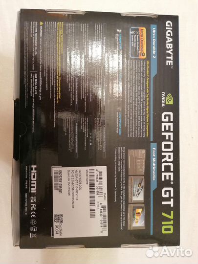 Видеокарта Gigabyte Nvidia GeForce GT 710 2гб gddr