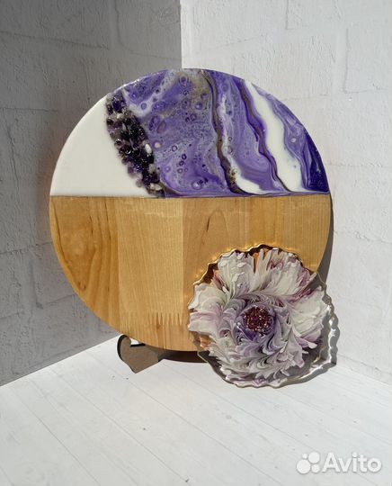 Разделочная доска с натуральным аметистом