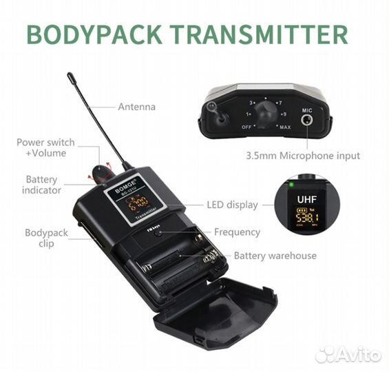 Беспроводной петличный микрофон bomge BG-121U